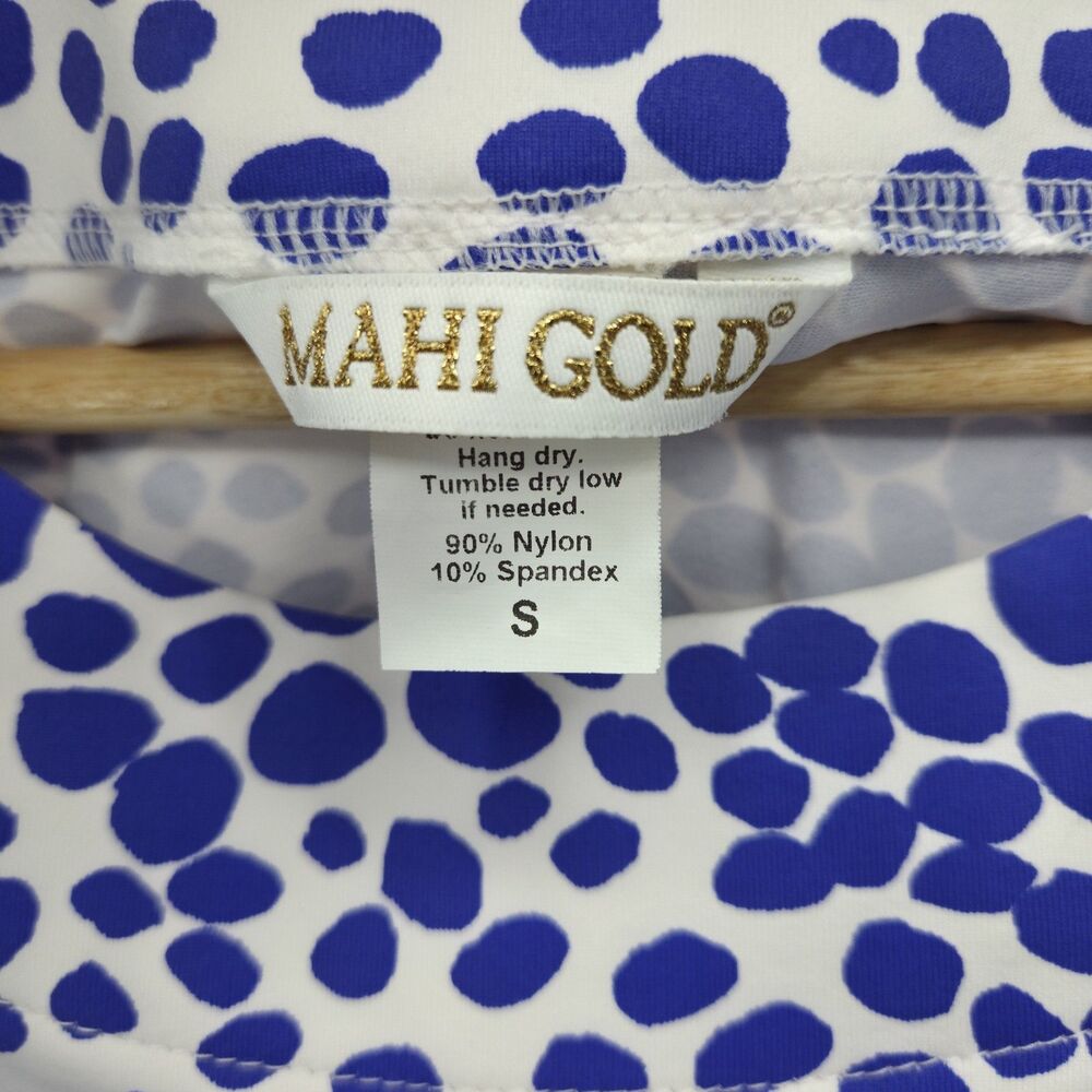 Mahi Gold Womens Hinckley Shift Dress 3/4 Sleeves Blue Dot Print Size Small - Picture 3 of 3